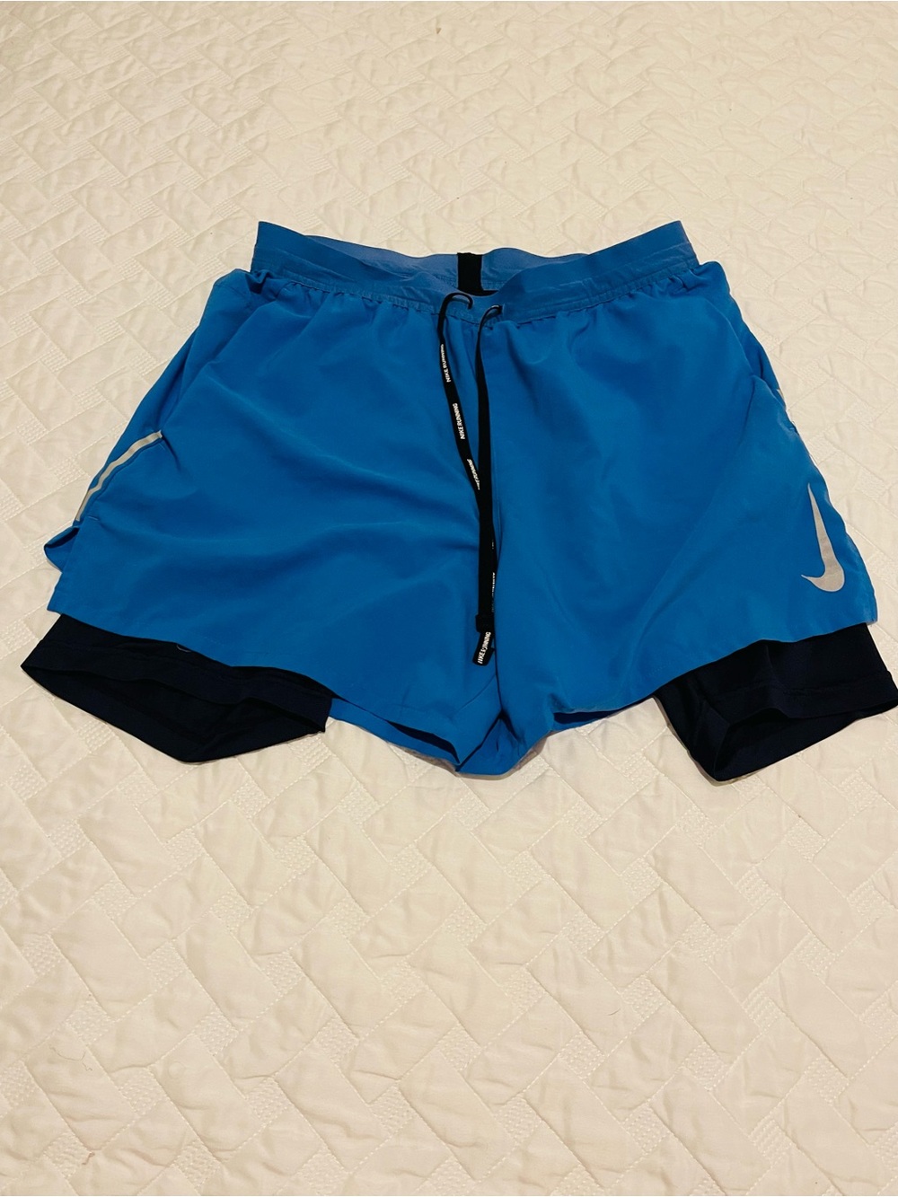 Nike Blue Men's 2-in-1 Running Shorts with Black Liner
